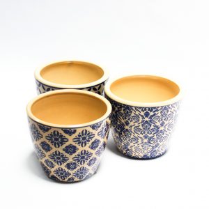 Dupla Vaso Cerâmica Quadrado Dourado 2