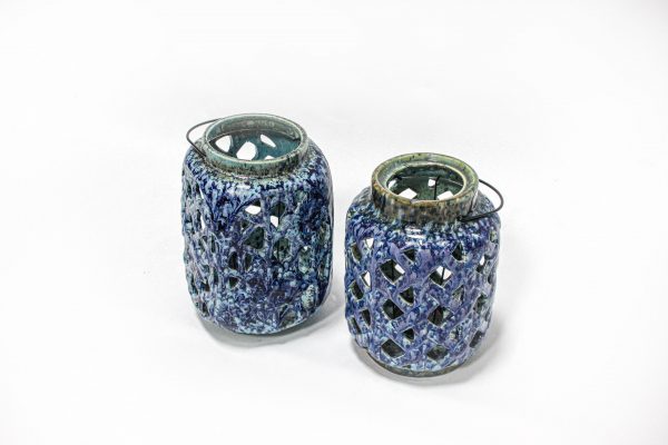 Luminária Cerâmica Azul Mesclada 1