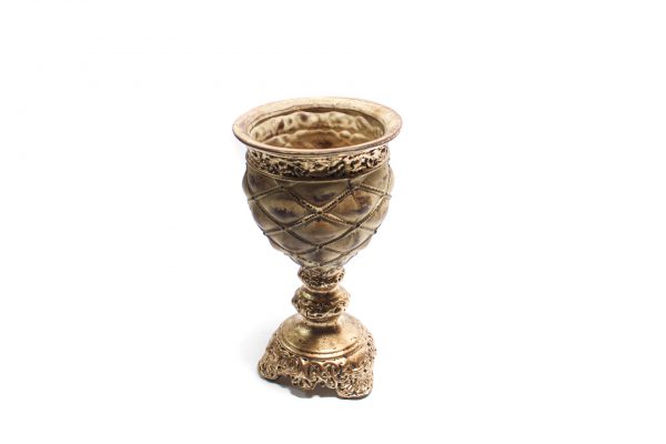 Taça Alta Cerâmica Capitonê Dourada 2
