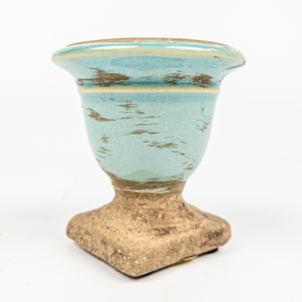 Mini Cachepot cerâmica com pé azul turquesa 1